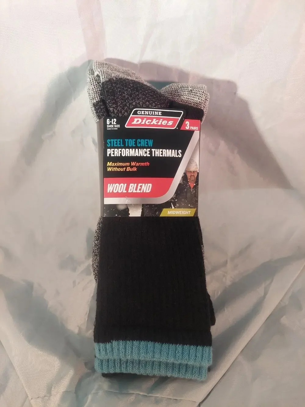 Dickies 3pr Steel Toe Blue/black Wool Blend Heavy Thermal Crew Socks SZ 6-12 NWT